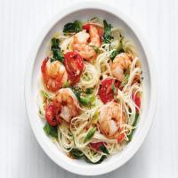 Angel-Hair Pasta with Shrimp and Greens image