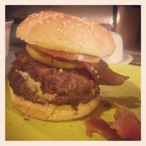 Stuffed Blue-cheese Burgers With Apple and Bacon image
