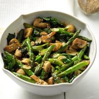 Fresh Thai Asparagus, Kale and Garlicky Mushrooms image