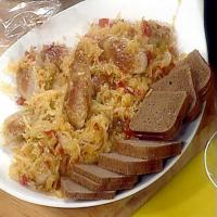 Bratwurst with Sweet-and-Sour Kraut and Dark Bread image