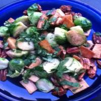 Caramelized Tofu and Brussel Sprouts With Cilantro and Nuts_image