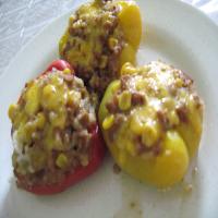 Spicy Tri-Color Vegetarian Stuffed Bell Peppers image
