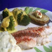 Fish With Broccoli, Baked Potato, and Cheese Sauce (Lite-Bleu)_image