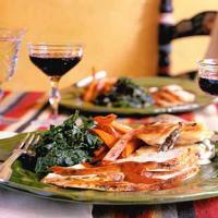 Roast Capon with Chile-Cilantro Rub and Roasted Carrots_image