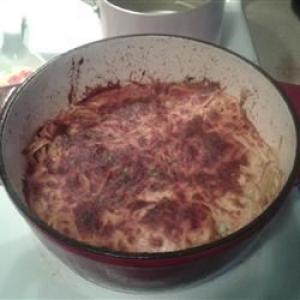 Dutch Oven Baked Spaghetti with Chicken and Sausage_image