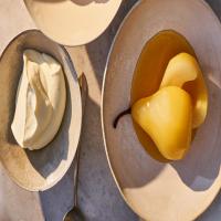 Poached Pears with Saffron Whipped Cream_image