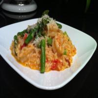 Shrimp and Sun-Dried Tomato Risotto With Asparagus image