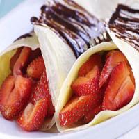 Strawberry Crepes with Chocolate Merlot Fudge Sauce_image
