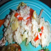 Risotto With Artichoke Hearts, Prosciutto, and Red Bell Pepper image
