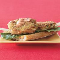 Open-Face Crab Burgers with Red Pepper Dressing_image
