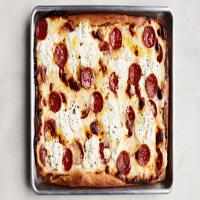 Pepperoni Three-Cheese White Pizza image