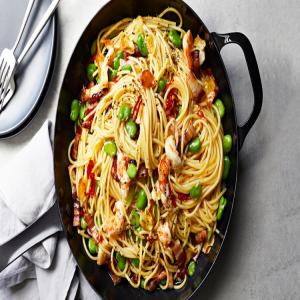 Pasta with Favas, Shrimp, and Fresh Chile_image