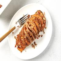 Savory Hasselback Sweet Potatoes with Bacon image