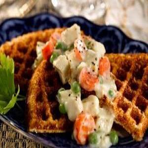 Creamed Chicken on Corn Meal Waffles_image