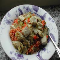 Savory Tofu and Vegetables over Tomato Couscous_image