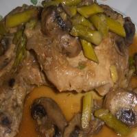 Pork Chops With Asparagus and Mushrooms image