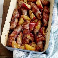 Sticky apple, sausage & bacon image