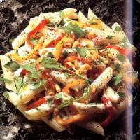 Penne with Bell Peppers, Mushrooms and Cheese Recipe image
