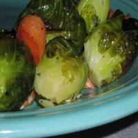 Glazed Brussels Sprouts and Carrots With Almonds image