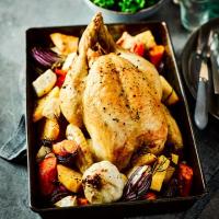 Roast chicken with lemon & rosemary roots image