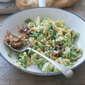 Brussels Sprout Hash with Caramelized Shallots Recipe | Epicurious.com_image