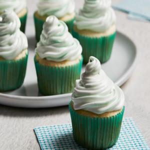 White Cupcakes with Meringue Frosting image