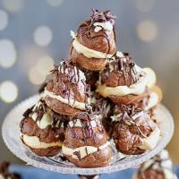 Double chocolate profiteroles with salted caramel cream_image