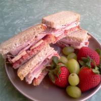 Mini Ham, Swiss, Rye Sandwiches with Cranberry Onion Relish image