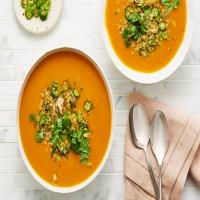 Vietnamese Kabocha Squash Soup with Crunchy Pork and Herb Topping_image