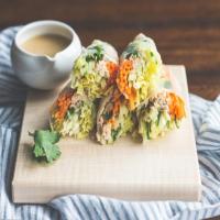 Salmon Spring Rolls with Sesame Miso Sauce image