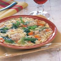 Escarole and Orzo Soup with Turkey Parmesan Meatballs_image
