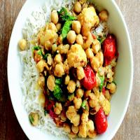 Chickpea Curry with Roasted Cauliflower and Tomatoes image