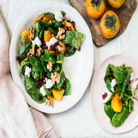 Pomegranate Persimmon Salad With Warm Goat Cheese image