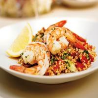 Mint-Marinated Shrimp with Tabbouleh, Tomatoes, and Feta image