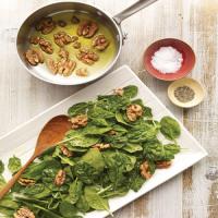 Baby Spinach with Warm Olive Oil and Walnuts image