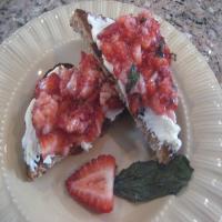 Strawberry Dessert Bruschetta over Mascarpone & Raisin Bread_image