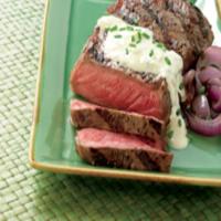 Marinated Strip Steaks With Gorgonzola Sauce image