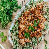 Spicy Grilled Shrimp with Cucumber Cilantro Rice_image