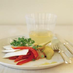 Ricotta Salata with Roasted Red Peppers and Marinated Baby Artichokes image