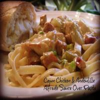 Cajun Chicken & Andoulille Alfredo Sauce Ovr Pasta_image