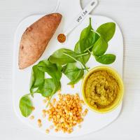 Weaning recipe: Spinach, sweet potato & yellow split pea purée_image