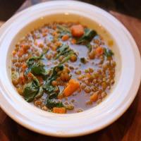 Vegetarian Lentil soup sweet potatoes & spinach image