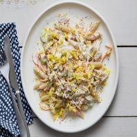 Smoked Turkey Pasta Salad with Cheddar and Hardboiled Eggs_image