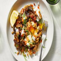 Spiced Eggplant and Tomatoes With Runny Eggs image