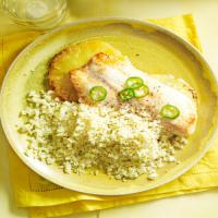 Fish on Pineapple Planks with Couscous_image