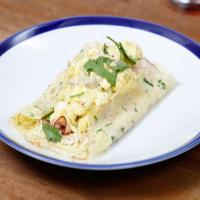 Ham and Cheesy Egg Crepes with Mustard Sauce image