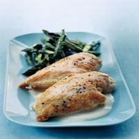 Roast Chicken with Asparagus and Tahini Sauce_image