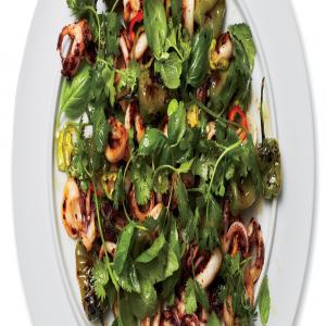 Charred Padrón Chiles and Squid Salad_image