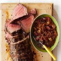 Peppered Beef Tenderloin with Bacon-Onion Jam image