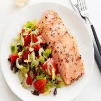 Salmon With Warm Tomato-Olive Salad image